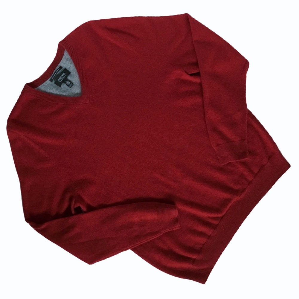 Nordstrom 100% Cashmere v-Neck Mid-weight Holiday Red Sweater Sz. L